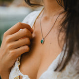 Idris Necklace, Silver/Green