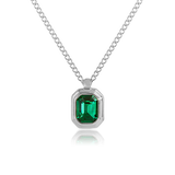Idris Necklace, Silver/Green