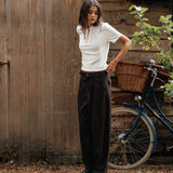 Lowen Wool Blend Trouser, Dark Brown